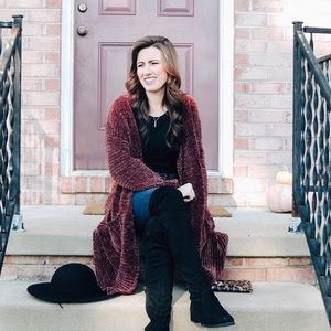 Burgundy Chenille Cardigan